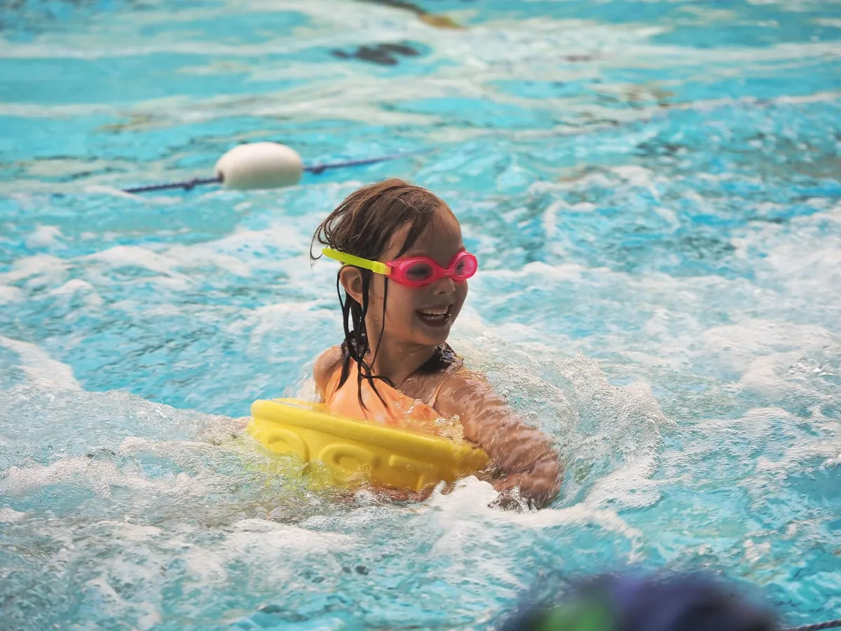 Green-level swimmer practising in the pool